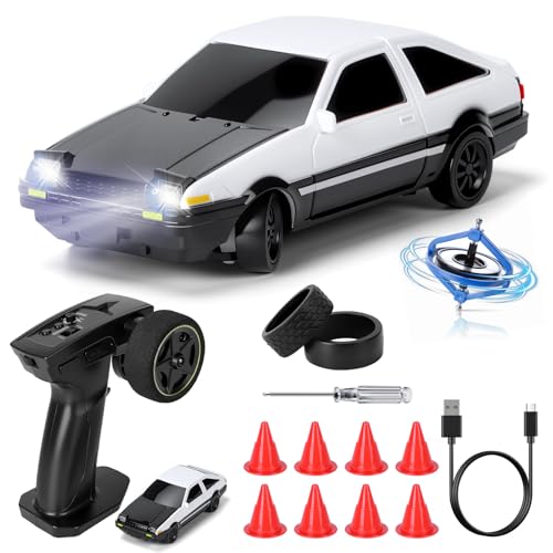 JONRRYIN Mini RC Drift Car Pro, 1:43 Frngesteuert Drift Auto, 4WD Tabletop Drift RC Car, Ferngesteuertes Auto mit Gyro, 15 km/h, Spielzeugauto für Kinder ab 14 Jahre (Gyroskop) von JONRRYIN