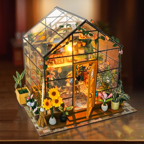 JONRRYIN Miniatur Haus, DIY Miniature House, 3D Puzzles Holz, Puppenhäuser Set mit LED Lampe und Anweisungen für Hausdekoration Kreative Geschenken (A) von JONRRYIN