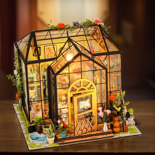 JONRRYIN Miniatur Haus, DIY Miniature House, 3D Puzzles Holz, Puppenhäuser Set mit LED Lampe und Anweisungen für Hausdekoration Kreative Geschenken (B) von JONRRYIN