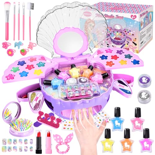 JONRRYIN Nagelstudio Kinder Mädchen, Geschenke für Mädchen Nagellack Set, Nageldesign Kinder Mädchen, Schminkkoffer Mädchen, Nageltrockner Kinder Mädchen für Geburtstag 6 7 8 9 11 12 Jahre (Lila) von JONRRYIN