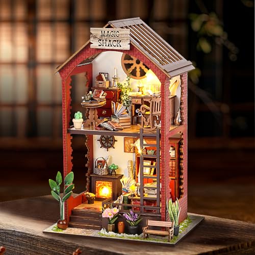 JONRRYIN Puppenhaus Bausatz, DIY Puppenhaus Miniatur mit Möbeln, 3D Puppenhaus Holz Miniatur Haus Kit (Magische Buchhaus) von JONRRYIN