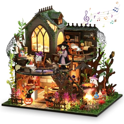JONRRYIN Puppenhaus Bausatz, DIY Puppenhaus Miniatur mit Möbeln, 3D Puppenhaus Holz Miniatur Haus Kit (Zauberhaus) von JONRRYIN
