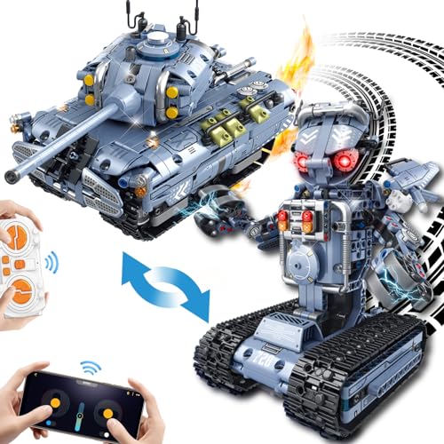 JONRRYIN Technik Roboter Kinder Spielzeug, 779 Stücke 2 in 1 Fernbedienung Roboter und Tanks Bauspielzeug, Roboter Programmierbar per APP und Fernbedienung Geschenk für 8-12 Jahren Jungen Mädchen von JONRRYIN