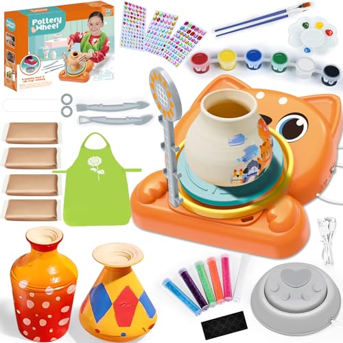 JONRRYIN Töpferset für Kinder, Töpferscheibe Elektrisch für Kinder, Mini Töpferscheibe mit Töpferton, Farben, Diamant Aufkleber, DIY Bastelset Geschenke für Anfänger, Kinder ab 6 Jahren JONRRYIN Töpferset für Kinder, Töpferscheibe Elektrisch für Kinder, Mini Töpferscheibe mit Töpferton, Farben, Diamant Aufkleber, DIY Bastelset Geschenke für Anfänger, Kinder ab 6 Jahren von JONRRYIN