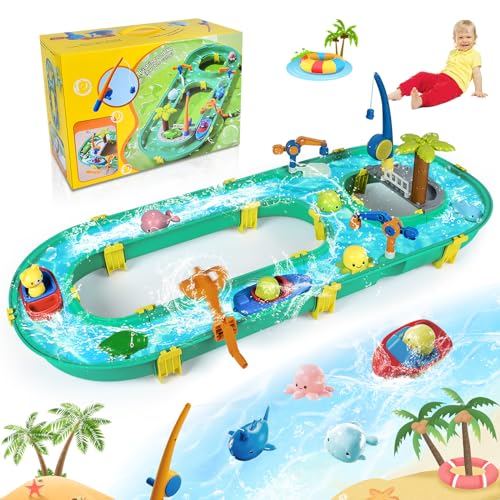 JONRRYIN Wasserspielzeug für Kinder, Wasserbahn Set,Wasserpark Bauklötze Spielzeug für Kinder Sommer (40 Stück) von JONRRYIN