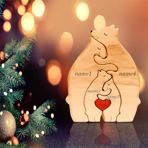 JOZIN Personalisiertes Geschenke aus Holz Puzzle,Bärenfamilie mit 2-8 Namen Graviert,Weihnachten Familie Geschenke für Damen Freundin Paare Männer(Tragen) JOZIN Personalisiertes Geschenke aus Holz Puzzle,Bärenfamilie mit 2-8 Namen Graviert,Weihnachten Familie Geschenke für Damen Freundin Paare Männer(Tragen) von JONZIN