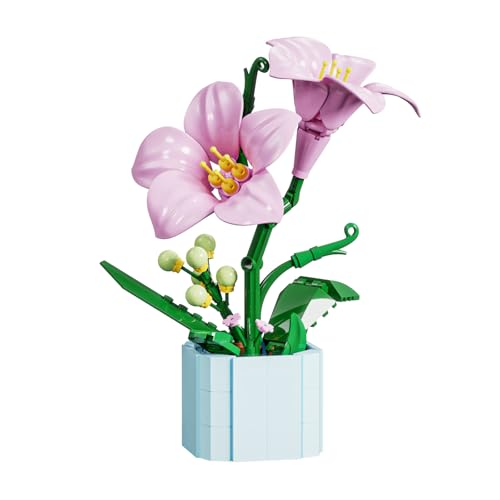 JOOZLEWELT Lilie 288 pcs Blumen Sukkulenten Bonsai Baustein Set,Pflanzen Klemmbausteine Blumen,Blumen Bausteine Mädchen,Mini Flowers Botanische Deko,Room Decor Heimdekoration von JOOZLEWELT