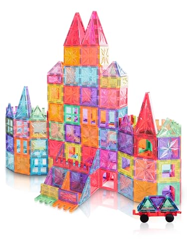 JOOZLEWELT Magnetische Fliesen, STEM-Bauspielzeug mit 100 Teilen, sensorische magnetische Bausteine für Kleinkinder und Kinder, Montessori-Spielzeug Jungen und Mädchen ab 3 Jahren von JOOZLEWELT