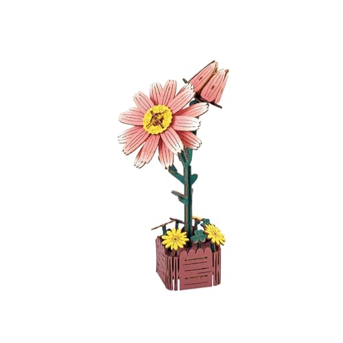 joozlewelt 3D Puzzle Blumen, DIY Set Wooden Flowers Neuartiges Kreativ-Set, Puzzle Vase Einfache Montage, Als Möbeldekoration Spielzeuggeschenk eine Gute Wahl (Gänseblümchen) von JOOZLEWELT
