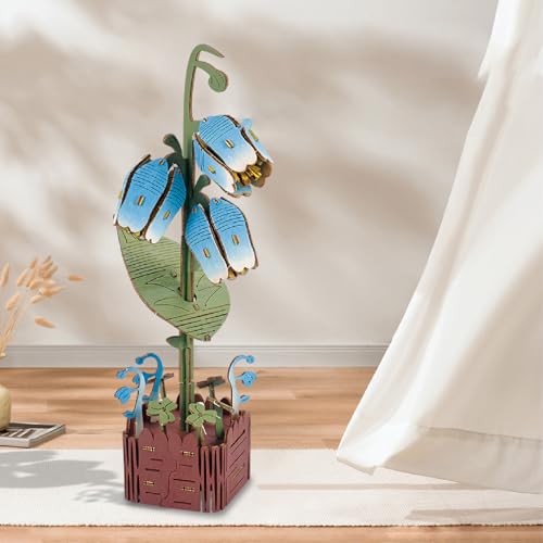 joozlewelt 3D Puzzle Blumen, DIY Set Wooden Flowers Neuartiges Kreativ-Set, Puzzle Vase Einfache Montage, Als Möbeldekoration Spielzeuggeschenk eine Gute Wahl (Maiglöckchen) von JOOZLEWELT