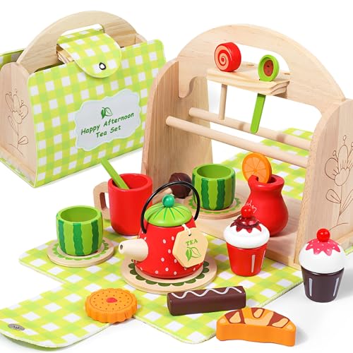 joozlewelt Teeservice Kinderküche Zubehör, Tee Set Holzspielzeug, Teeparty Spielküche Rollenspiele, Küchenspiele Holz, Geschenk für Kinder Mädchen Jungen joozlewelt Teeservice Kinderküche Zubehör, Tee Set Holzspielzeug, Teeparty Spielküche Rollenspiele, Küchenspiele Holz, Geschenk für Kinder Mädchen Jungen von JOOZLEWELT