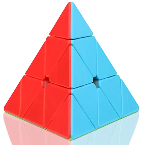 JOPHEK Zauberwürfel Pyramide, 3x3 Pyraminx Speedcube Magic Cube Knobelspiele für Kinder, Puzzle Cube for Beginners & Advanced Players (Keine Aufkleber) von JOPHEK