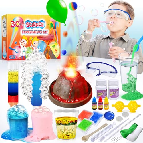 JOPSHEEN 30+ Experimente für Kinder, Wissenschaft Projekt STEM Spielzeug für Jungen Mädchen, Vulkan, Chemiebaukasten, Gummiball Machen Fun Science von JOPSHEEN