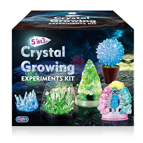 JOPSHEEN 5 Kristalle Selber Züchten-Kit Experimentierset, Wissenschaft Experimente für Kinder, Crystal Growing Kit, Mitbringsel, Geschenk, Kristalle in deinen Lieblingsfarben von JOPSHEEN