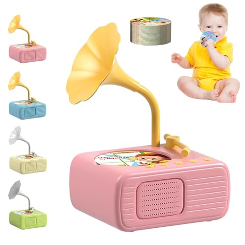 Gramophone für Kinder mit 96 Soundkarten, interaktives Musikspielzeug ohne Bildschirm, Geschichten, Lernlieder, ideales Geschenk für Jungen & Mädchen (Rosa) von JOPWUE