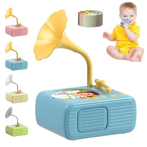 Gramophone für Kinder mit 96 Soundkarten, interaktives Musikspielzeug ohne Bildschirm, Geschichten, Lernlieder, ideales Geschenk für Jungen & Mädchen (blau) von JOPWUE