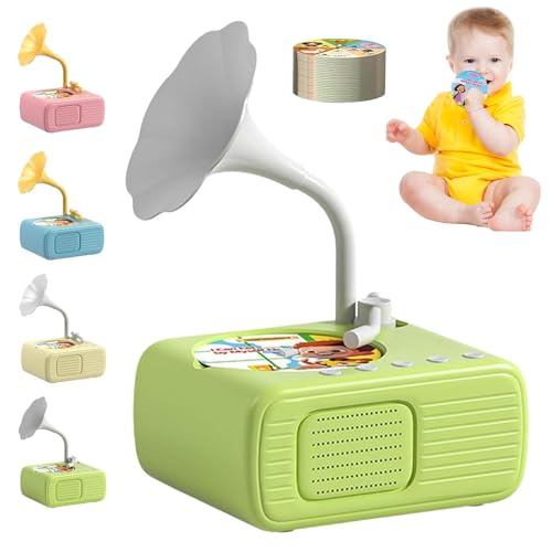 Gramophone für Kinder mit 96 Soundkarten, interaktives Musikspielzeug ohne Bildschirm, Geschichten, Spielfelder & Lernlieder, ideales Geschenk für Jungen & Mädchen (grün) von JOPWUE