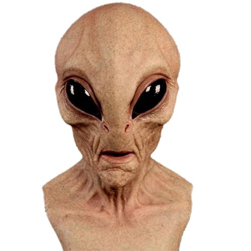 JOPWUE Halloween-Maske, Alien-Maske, realistische, gruselige Aliens-Kopfbedeckung, Kostüm-Requisite für Halloween, Karneval, Kostümparty, Vollkopf-Silikonmasken für Erwachsene (A) von JOPWUE