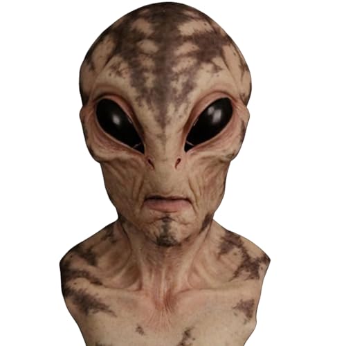 JOPWUE Halloween-Maske, Alien-Maske, realistische, gruselige Aliens-Kopfbedeckung, Kostüm-Requisite für Halloween, Karneval, Kostümparty, Vollkopf-Silikonmasken für Erwachsene (D) von JOPWUE
