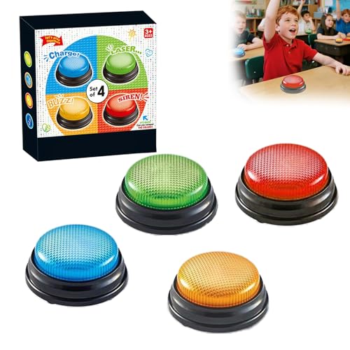 JOPWUE Set mit 4 Buzzer Blind Test, Game Buzzer, Buzzer mit Ton und Licht, zum Unterrichten mit Klassenzimmer, Answer Buzzers Blind Test, Weihnachtsgeschenke für Kinder (A) von JOPWUE
