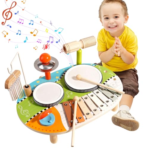 Musikinstrumente für Kinder, Montessori Musikspielzeug für Kinder, Percussionsinstrumente aus Holz, Musikspielzeug, Weihnachts- und Geburtstagsgeschenk für Kinder von 1 bis 3 Jahren (1 Stück) von JOPWUE