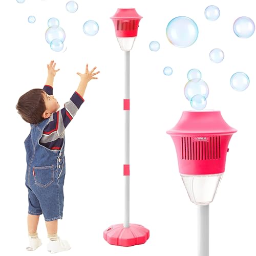 Seifenblasen-Maker-Ständer für Partys, 52,1–119,4 cm, verstellbare automatische Blasen-Fackel, Gartenlampe, wiederaufladbar über USB mit Lichtern und Musik, automatische vertikale Seifenblasenmaschine von JOPWUE
