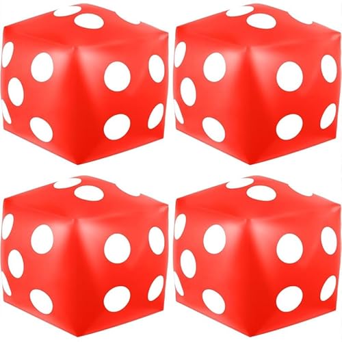 4 Pack riesige aufblasbare Würfel Pool Spielzeug für Pool Party Geschenk Indoor Outdoor-Spiel (Rot) von JORCEDI