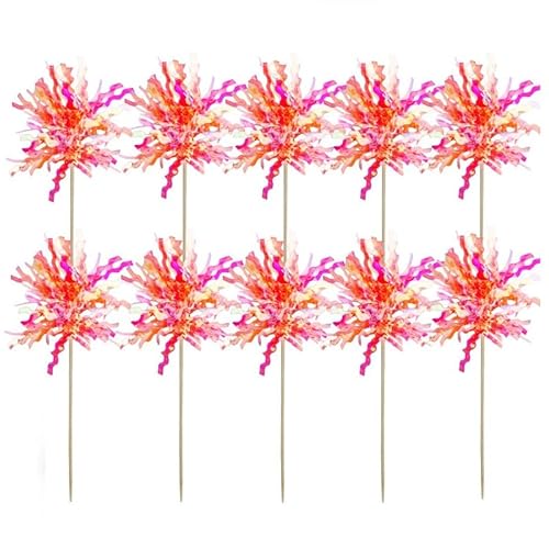 JORCEDI 10 Stück glitzernde Folien-Feuerwerk-Cupcake-Topper für Babyparty, DIY, Geburtstag, Party, Hochzeit, Valentinstag (orange) von JORCEDI
