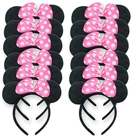 JORCEDI 12 Stück Mickey Minnie Maus Kostüm Deluxe Stoff Ohren Stirnband Weiß Polka Dots Schleife Jungen Mädchen Geburtstag Baby Dusche Kopfbedeckung Halloween Party Gastgeschenke Dekorationen (Pink) JORCEDI 12 Stück Mickey Minnie Maus Kostüm Deluxe Stoff Ohren Stirnband Weiß Polka Dots Schleife Jungen Mädchen Geburtstag Baby Dusche Kopfbedeckung Halloween Party Gastgeschenke Dekorationen (Pink) von JORCEDI