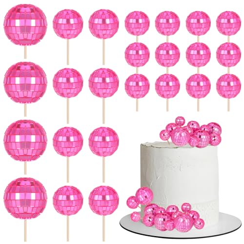 JORCEDI Discokugel-Kuchenaufsätze, Discokugeln, Cupcake-Topper, Partyzubehör für Kuchen, Dessert, Zubehör, Feier, Disco, Party, Ornament, Rosa, 24 Stück JORCEDI Discokugel-Kuchenaufsätze, Discokugeln, Cupcake-Topper, Partyzubehör für Kuchen, Dessert, Zubehör, Feier, Disco, Party, Ornament, Rosa, 24 Stück von JORCEDI