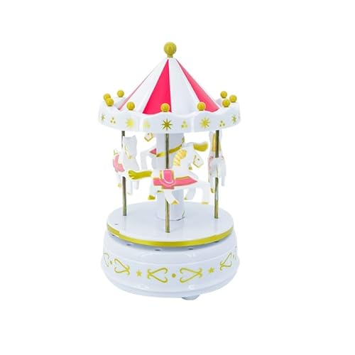 JORCEDI Spieluhr-Karussell-Geschenk, Weihnachten, Hochzeit, Geburtstag, Dekoration, Kuchenaufsatz für Kinder, Freundin, Ehefrau, Mutter, kreatives und dekoratives Geschenk (weiß) von JORCEDI