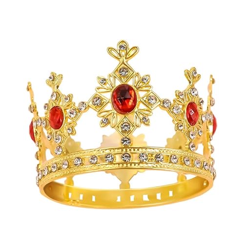 Vintage-Kronen-Kuchenaufsatz, Königin, Prinzessin, Kuchendekoration, Foto-Party, Baby-Dekoration für Hochzeit, Geburtstag, Babyparty, Gastgeschenke (Gold mit rotem Stein) von JORCEDI