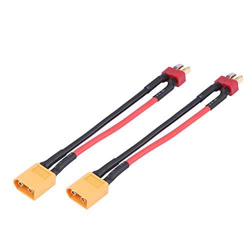 2 Stück/Set 4 Typen XT60 auf T-Stecker-Adapter-Anschlusskabel, RC-Zubehör, 14 AWG, 10 Cm, Robust, Gute Elektrische Isolationseigenschaft für RC-Lipo-Batterie(T-Stecker männlich auf XT60 weiblich) von JOROBURO