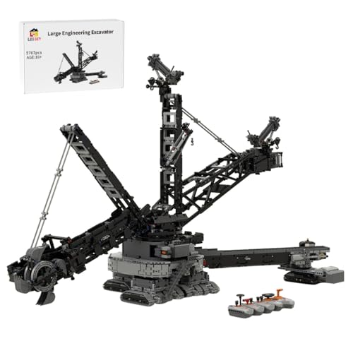JOTPOR MOC-213369 Motorisierter Baubagger Bausatz,Technic® kompatibel mit 13 Modulen, L-Motoren, Differentialgetriebe & beweglichem Schaufelrad,Ab 16+(5707 Teile) von JOTPOR