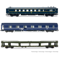 JOUEF HJ4207 H0 Autoreisezug aus WR (ex CIWL) SNCB + SNCF, WL T2 + DDm Autotransportwagen, SNCB/SNCF, Ep. IV-V von JOUEF