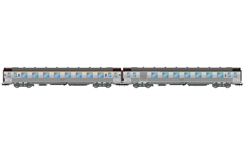 Jouef HJ4176 SNCF, 2er-Pack Kurze DEV INOX-Wagen (A8 1. Klasse + B6D-Gepäck) mit Corail-Klassennummern, Folge. IVc, Schienenfahrzeuge von JOUEF