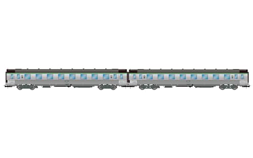 Jouef HJ4177 SNCF, 2er-Pack Kurze DEV INOX-Wagen (2 x B8 2. Klasse) mit Corail-Klassennummern, Folge. IVc, Schienenfahrzeuge, Rostfreier Stahl von JOUEF