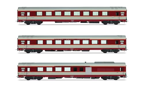 Jouef HJ4192 SNCF, 3 Einheiten Pack Gran Confort Coaches TEE Le Kléber (A8u, A8tu, A4Dtux), betón grey, ep.IV Reisezugwagen von JOUEF