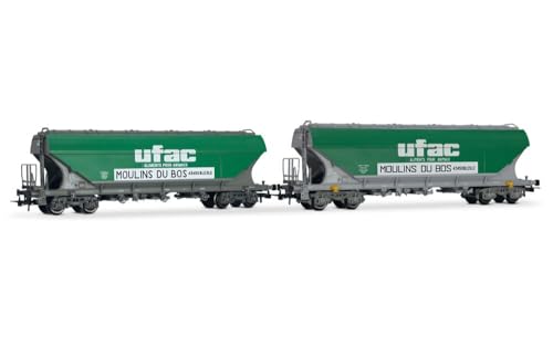 Jouef HJ6281 SNCF, 2 Einheiten, 4-Achs-Getreidewagen (flache Wände) UFAC, ep. IV Güterwagen von JOUEF