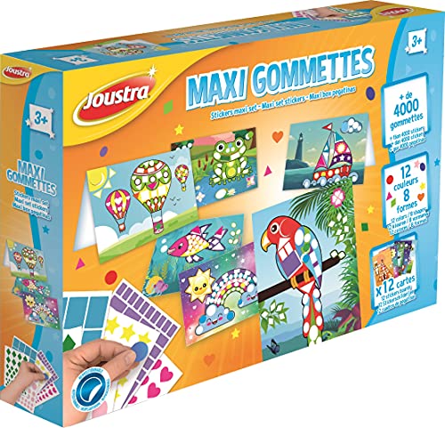 JOUSTRA - Set mit Maxi-Aufklebern und Aktivitätskarten - 4000 Aufkleber + 12 A5-Karten - Kreativ-Set für Kinder ab 3 Jahren von Maped