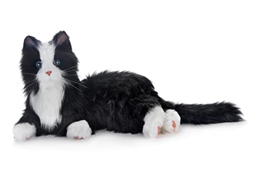 Ageless Innovation Joy For All Interactive Pet Katze – Naturgetreues, realistisches Haustier mit weichem Fell und beruhigendem Schnurren. Ohne Montage – Schwarz-weiß von JOY FOR ALL