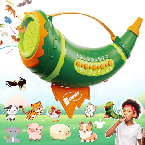 Outdoor-Entdeckungs-Tierrufer-Spielzeug für Kinder, Kleinkinder, Jagdspielzeug mit 2 Modi und 30 realistischen Tiergeräuschen, Tierspielzeug mit 20,3 cm Horn und 5-stufigen Lichtern, frühes Lernen für Outdoor-Entdeckungs-Tierrufer-Spielzeug für Kinder, Kleinkinder, Jagdspielzeug mit 2 Modi und 30 realistischen Tiergeräuschen, Tierspielzeug mit 20,3 cm Horn und 5-stufigen Lichtern, frühes Lernen für von JOY SPOT!