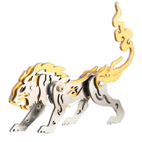 3D-Metall-Puzzle für Erwachsene und Jugendliche, 100 Stück, mechanisches Sternzeichen, Tiger, Aluminium und Kupfer, kreatives Schreibtisch-Ornament, Geschenk für Enthusiasten (Gold) von JOYARCH