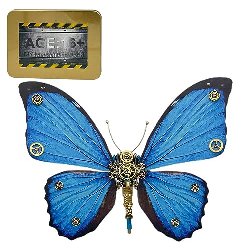 3D Metall Retro Steampunk Morpho Menelaus Modellbausatz, 150 Teile + DIY Mechanisches Insekt Schmetterling Metall Montage Kit, Kreatives Desktop-Ornament Geschenk für Enthusiasten von JOYARCH