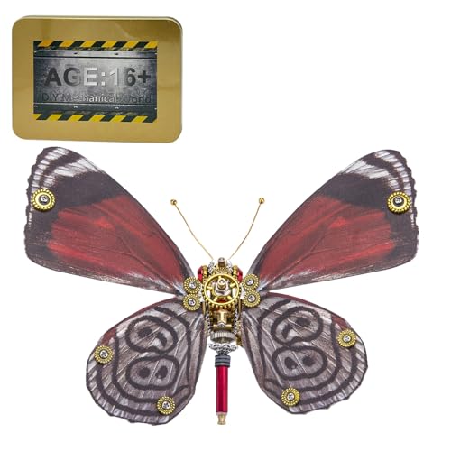 JOYARCH 150+Teile 3D Metall Schmetterling Puzzle Kit Erwachsene, DIY Steampunk Diaethria Anna Schmetterling Montage Modell Kreatives Ornament von JOYARCH