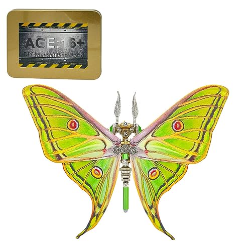 JOYARCH 150+Teile 3D Metall Schmetterling Puzzle Kit Erwachsene, DIY Steampunk Graellsia Isabellae Schmetterling Montage Modell Kreatives Ornament von JOYARCH