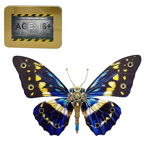 JOYARCH 150+Teile 3D Metall Schmetterling Puzzle Kit Erwachsene, DIY Steampunk Morpho Helena Schmetterling Montage Modell Kreatives Ornament (Goldene) von JOYARCH