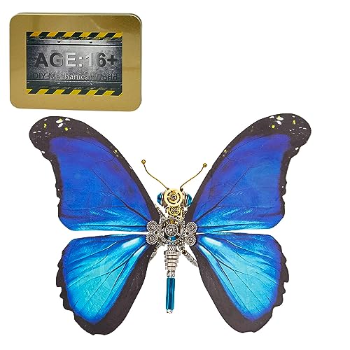 JOYARCH 150+Teile 3D Metall Schmetterling Puzzle Kit Erwachsene, DIY Steampunk Morpho Menelaus Starry Schmetterling Montage Modell Kreatives Ornament von JOYARCH