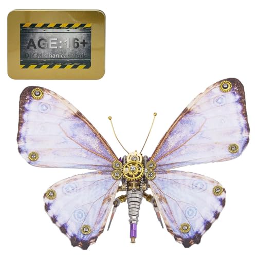 JOYARCH 150+Teile 3D Metall Schmetterling Puzzle Kit Erwachsene, DIY Steampunk Morpho Schmetterling Montage Modell Kreatives Ornament von JOYARCH