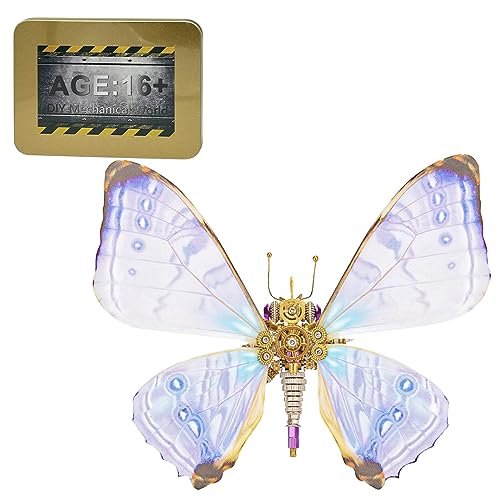 JOYARCH 150+Teile 3D Metall Schmetterling Puzzle Kit Erwachsene, DIY Steampunk Morpho sulkowskyi Schmetterling Montage Modell Kreatives Ornament (Lila) von JOYARCH